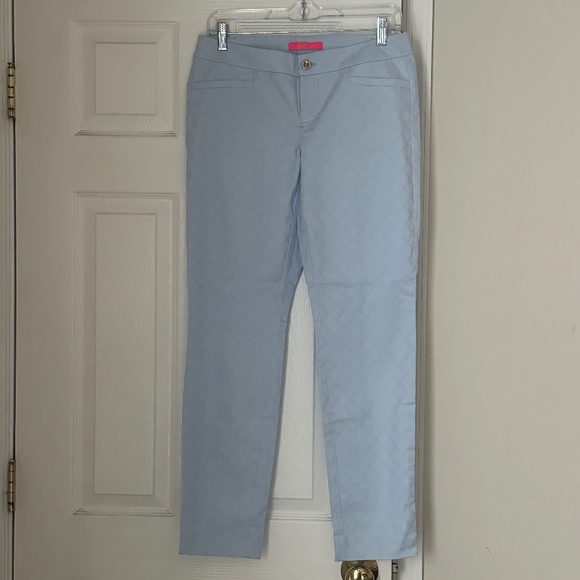 Lilly Pulitzer Kelly Skinny Ankle Texture Pants in Crew Blue Size 6 Excellent - Picture 1 of 7